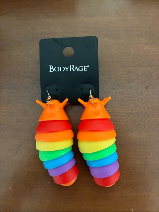 Bodyrage Jewelry - BodyRage  Rainbow Stackable Caterpillar Earrings - Multicolor